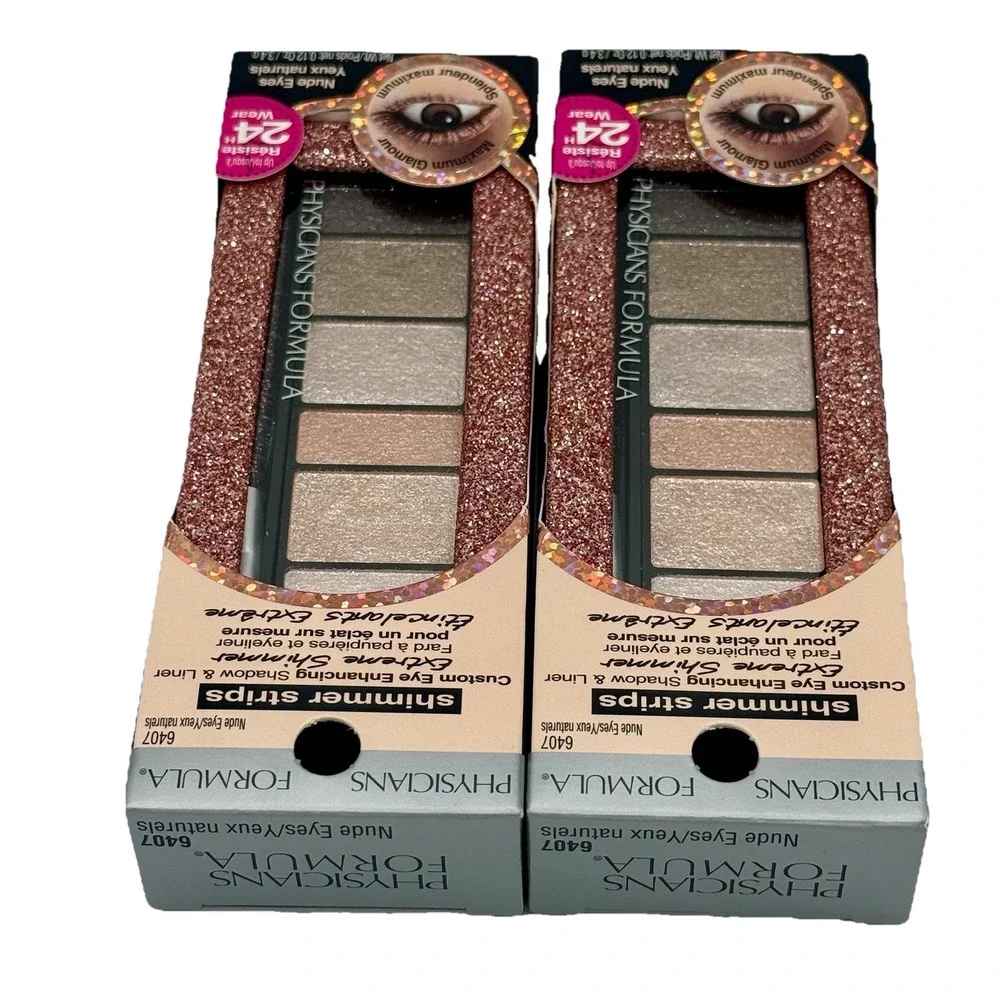 Physicians Formula Shimmer Strips #6407 Nude Eyes Shimmer Eye Shadow, 2 Pack New